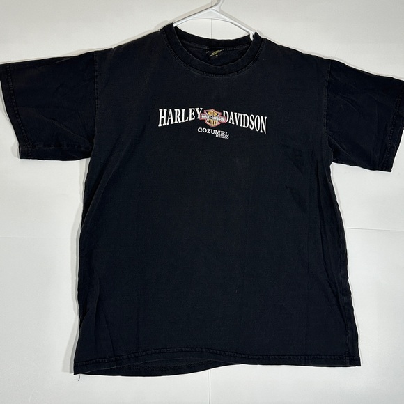 Vintage Harley Davidson Motorcycle Cozumel Mexico Biker T-Shirt Black Men’s XL - Picture 2 of 12